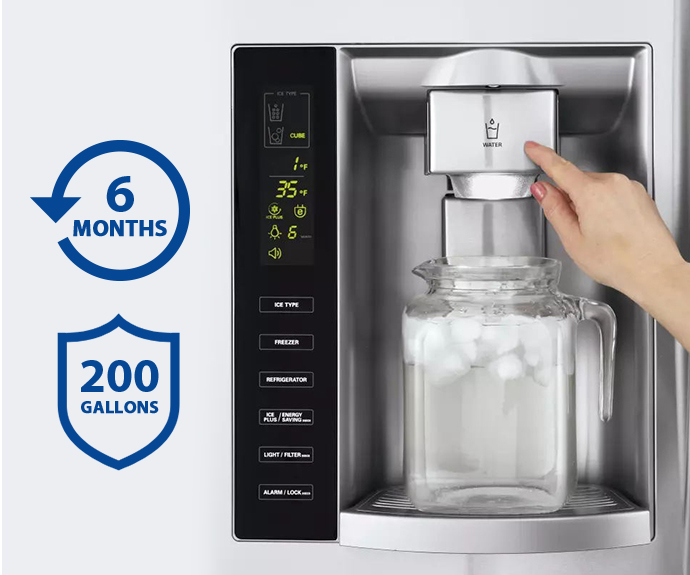 Glacier Fresh refrigerator water filter provide up to 6 months or 200 gallons of clean water